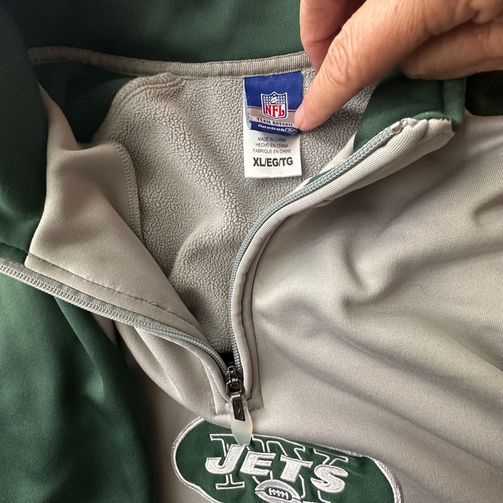 Men’s NY Jets Football NFL Team Apparel Pullover Quarter Zip XL Lined Shirt - Picture 12 of 15